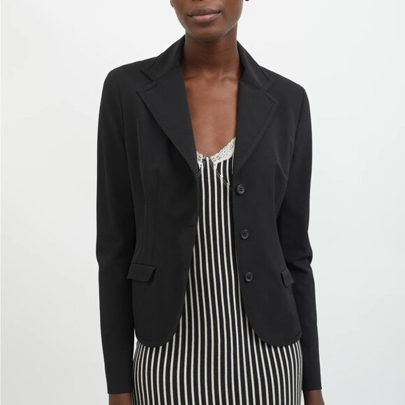 L.K. Bennett Black 3 button Blazer petite length 3/4 rolled sleeves size 10 - Picture 1 of 16